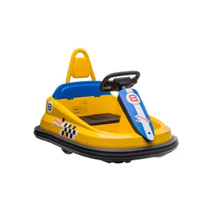 GARVEE 12V Electric Bumper Car for Toddlers Age 1.5-6 with Steering Wheel, Safety Belts, 360 Degree Spin, Two Speeds, Lights, and Music in Yellow