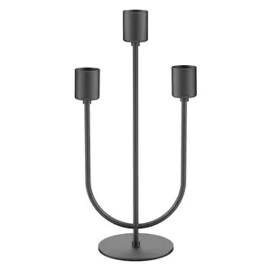 smtyle Candlestick Holders for Taper Candles Table Centerpiece Set of 3 Candelabra with Black Iron