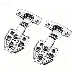 2pcs Stainless Steel Hidden Cabinet Hinges, Hydraulic Buffer Silent Closing, Adjustable Door Pivots, Fits Straight Edge Cabinets