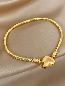 Stainless Steel Heart Snake Chain Bracelet, Elegant Women's Fashion Accessory, Perfect Gift for Daily Commute, Trendy Heart Bracelet