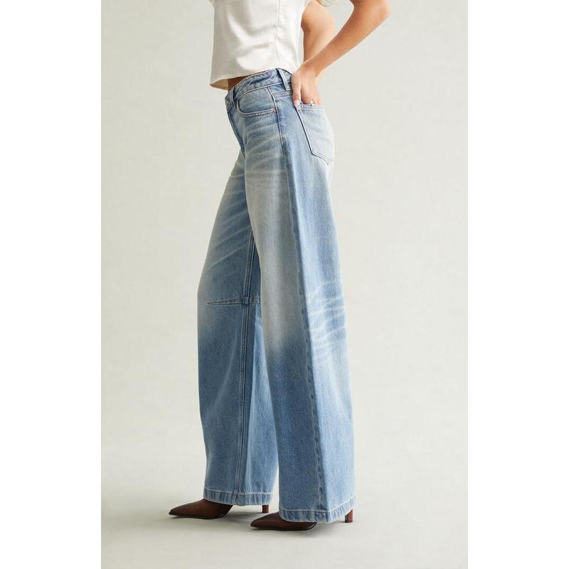 Pacsun Women's Remi Baggy Barrel Jeans Knee Dart Light Blue