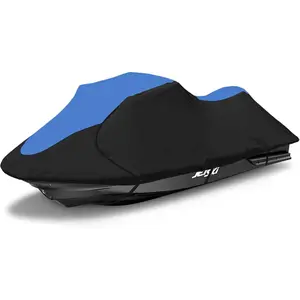 600D Heavy Duty Waterproof Trailerable Jet Ski Cover Fits Seadoo Yamaha 1-Seat 96-102In Blue Black