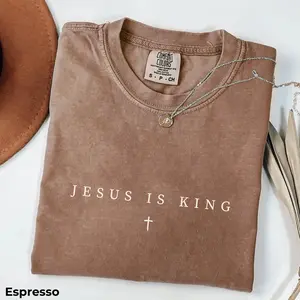 Jesus Is King Comfort Colors T-Shirt - Minimalist Christian T-Shirt, Religious Mom Shirt, Jesus Shirt, Christianity Gift