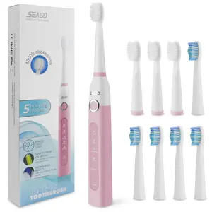 Sonic Electric Toothbrush for Adults, Rechargeable Ultrasonic Electric Toothbrush with 8 Brush Heads, Travel Case, Charging Base & Wireless Charging - 5 Modes with Smart Timer