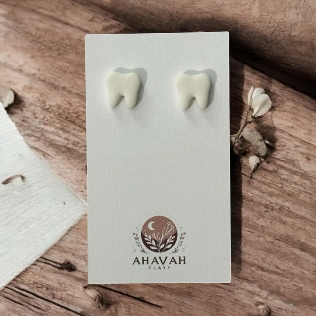 Polymer Clay Tooth studs with hypoallergenic stainless steel posts