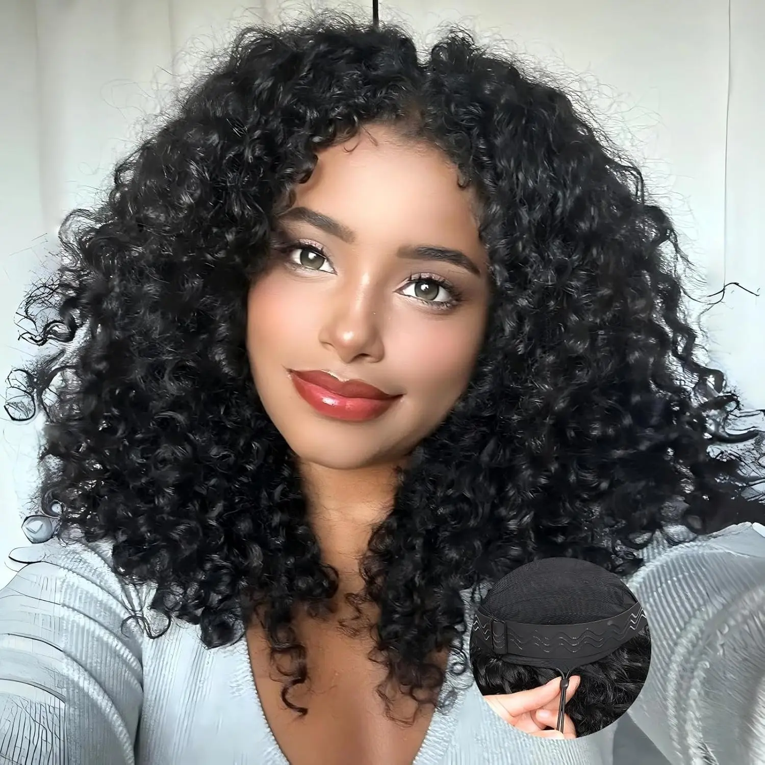 Glueless Half Wig for Women, 14 Inch Curly Water Wave Synthetic Hair, Beginner-Friendly 3-in-1 Flip Over Extension with Drawstring for Weddings and High Ponytail Styles, Half Up Half Down, Work