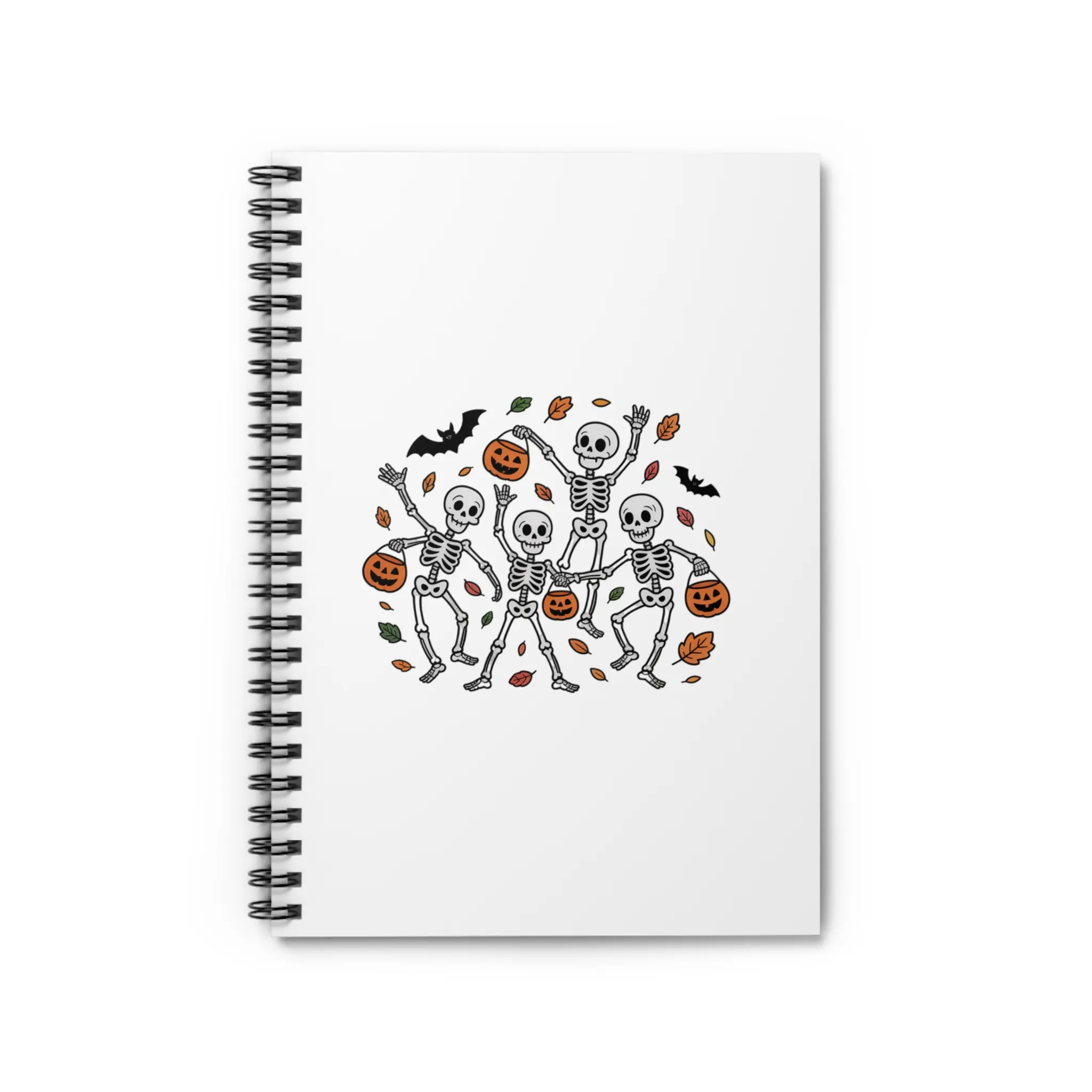 Halloween Spiral Notebook - Fun Skeleton Design, Perfect for School, Journal, Notes, Gift for Kids, Halloween Party Decor