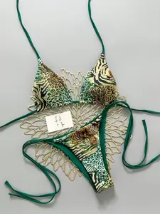 Spring Summer Sexy Vintage Leopard Print Bikini Set for Women, Perfect for Vacation and Beach, Two-Piece Swimsuit, Stylish Swimsuit