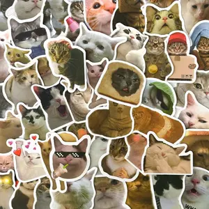 Funny Cat Meme Stickers Pack Cute Kitty Reaction Aesthetic Decals for Laptop Water Bottle Journal Scrapbook Phone Gift Set
