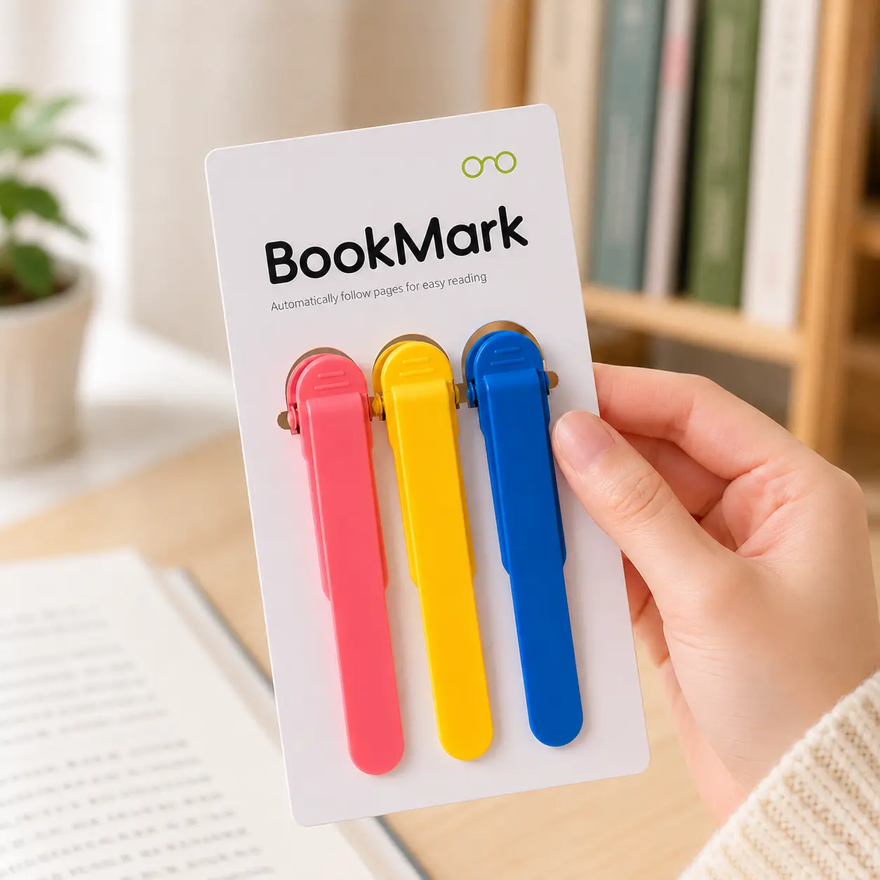 3PCS Automatic Bookmark Set, Silicone Bookmark and Page Holder Perfect for Book Lovers, Kids and Teachers
