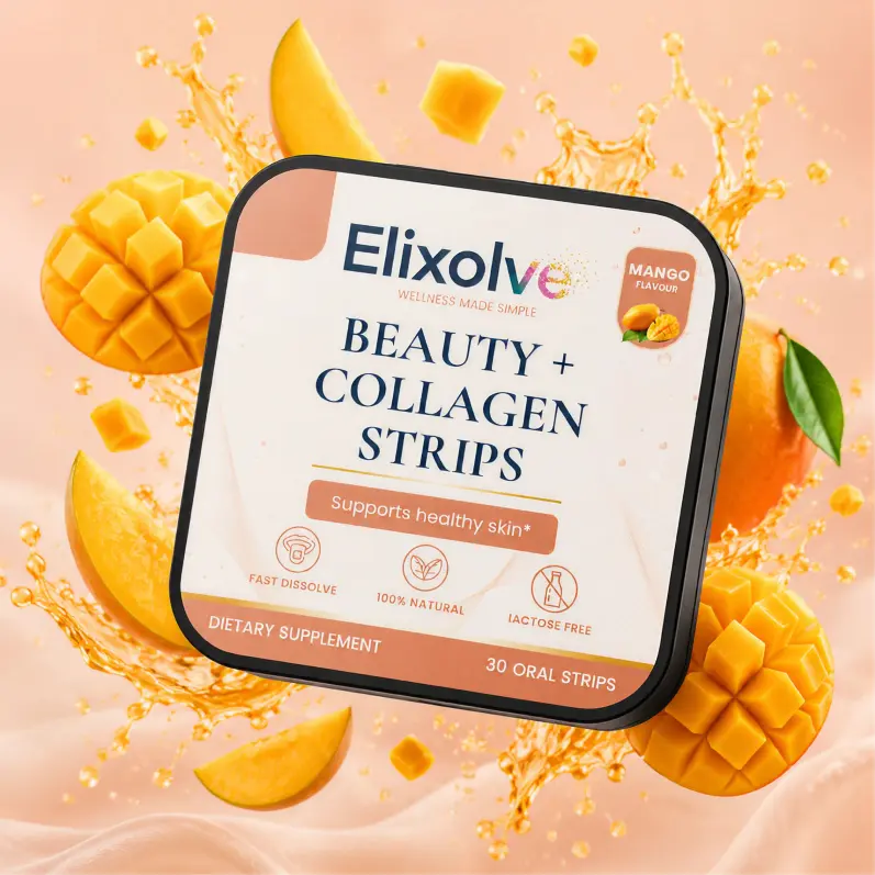 Elixolve Beauty & Collagen Oral Strips, Mango Flavor, 30 Count
