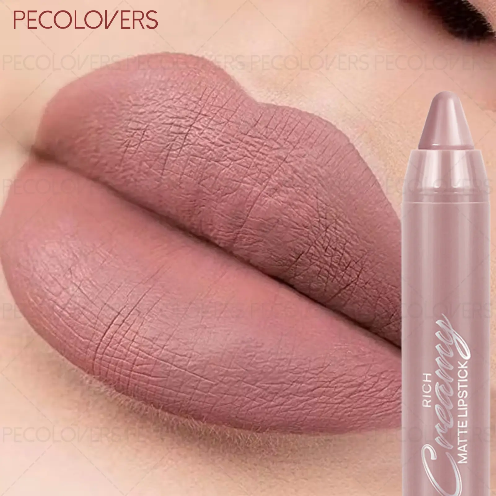 Reddish Brown Matte Lip Liner Pencil Waterproof Sweatproof High Pigmented Retractable No Sharpener Needed Makeup