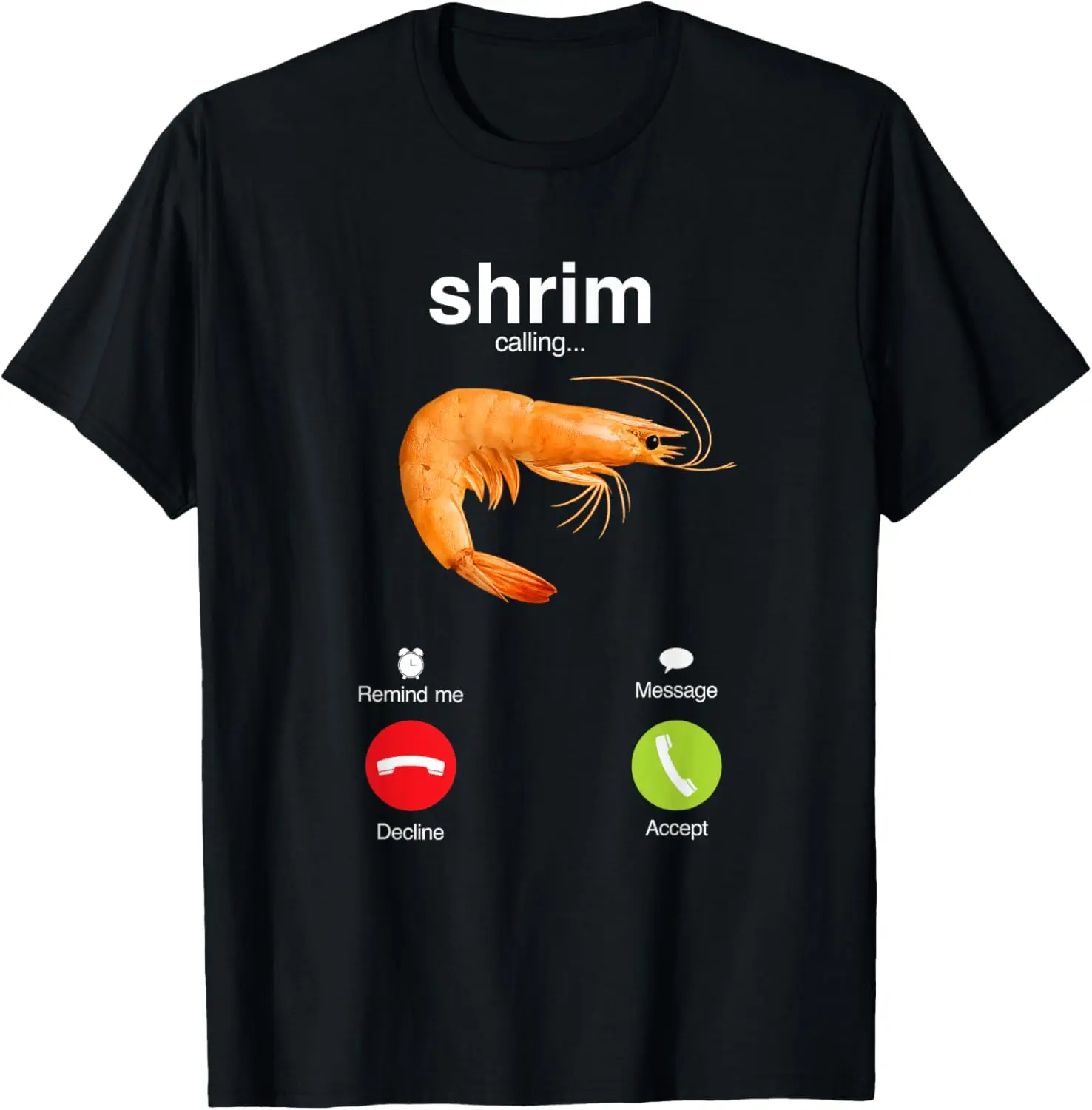 Mens 100% Cotton Casual Menswear Round Neck Short-Sleeve T-Shirt, Funny "Shrim" Misspelled Shrimp Calling Meme Streetwear Top Crewneck Love
