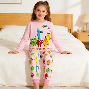 Numberblocks Long Sleeve T-Shirts and Pants Sets Kids Toddler Fall Winter Christmas Gift Girls Boys Cartoon Pink Yellow Blue Causal Wear Daily Home Clothes