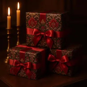 Dark Sombre Wrapping Paper, Gothic Birthday Gift Wrap, Anniversary Present Packaging, Elegant Goth Gift Wrap