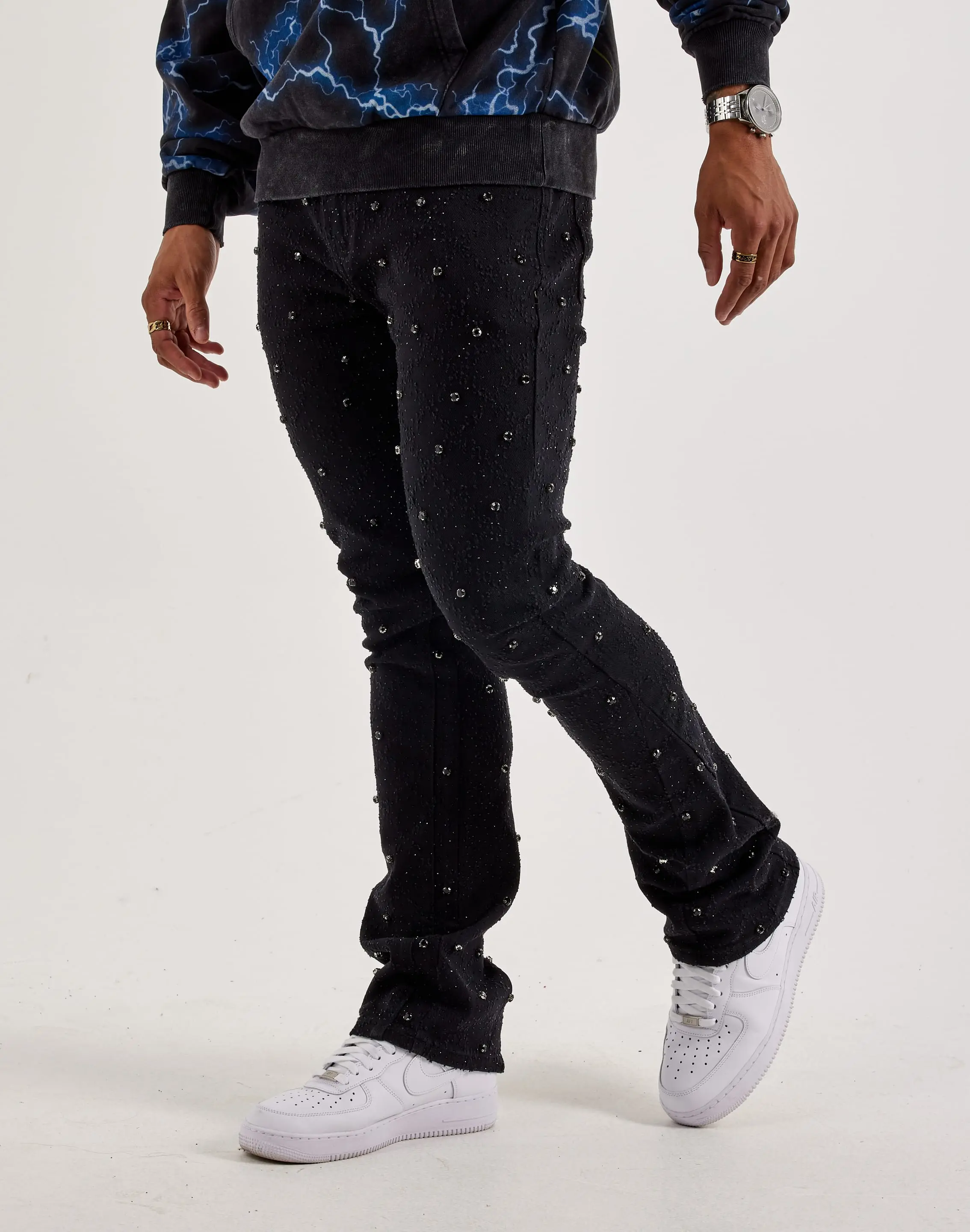 Mens Preme Diamond Rhinestone Slim Denim Jeans