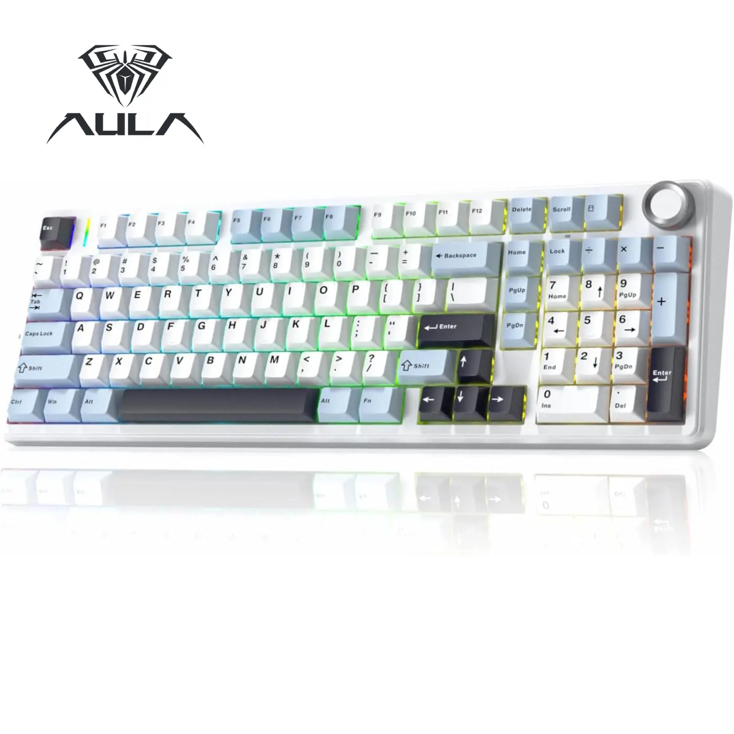 (NEW)Aula F99 Pro Mechanical Keyboard, Hot Swappable Custom Gaming Keyboard, Tri-Mode BT5.0/2.4GHz/USB-C Creamy RGB Keyboard with Numpad PBT Keycaps M