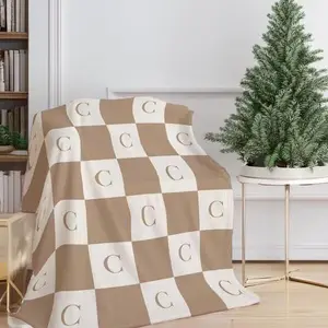 Custom Initial Name Blanket, Checkered Custom Plush Blanket, Personalized Minky or Sherpa Throw, Monogram Letter Blanket, Christmas gift