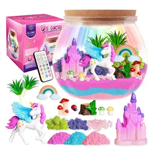 Unicorn Light-Up Rainbow Terrarium Kit for Kids Imaginative Play Birthday Gift for Girls Ages 4 5 6 7 8-12 Year Old - Unicorn Toys for Girls LED Lighting Night Light Birthday Gift DIY Creativity Arts and Crafts Kit for Kids