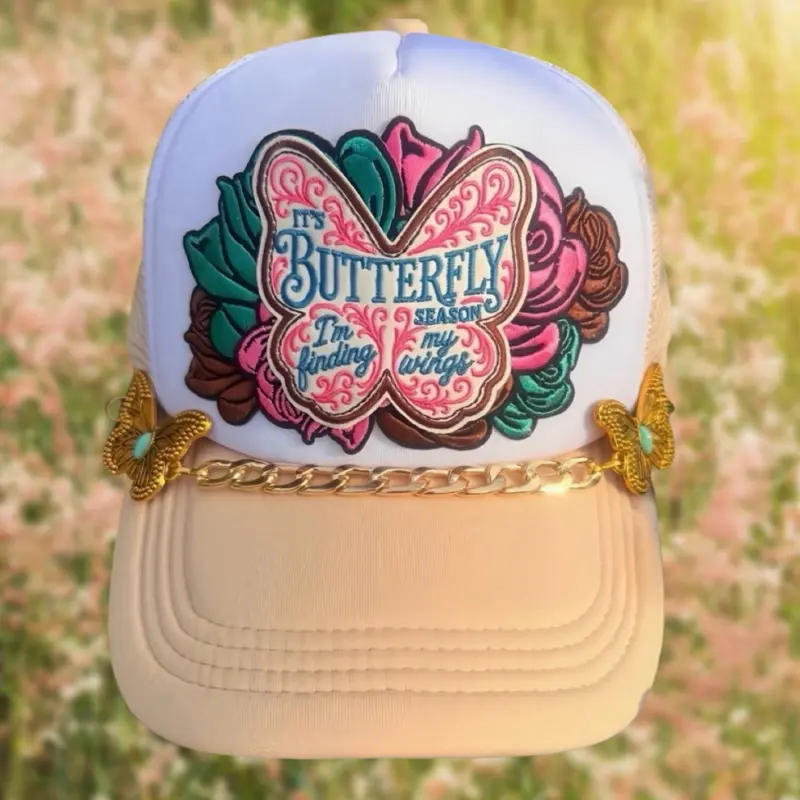 Butterfly Season Trucker Hat with Butterfly Chain