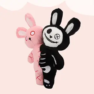 [11.81in Crazy Bunny] 11.81in Two-Headed Crazy Goth Bunny Plush | Scary Rabbit Plush Toy, Stuffed Animal Bunny Toy | Suitable for Halloween Easter Christmas Birthday Gift