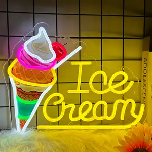 ICE Cream10 Level Dimmable LED Neon Sign, Wall/Desktop Decor, Shop Logo Business Sign, For For Home, Store Bar, Club, Man Cave, Gathering, Party, Holiday, Birthday, Perfect Gift For Girls, Friends, Family, 5V2A USB Powered.