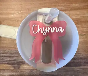 Bow Tumbler Topper for H2.0 Quencher Cups in 20 30 or 40 oz. Personalized with your name Straw Drinkware