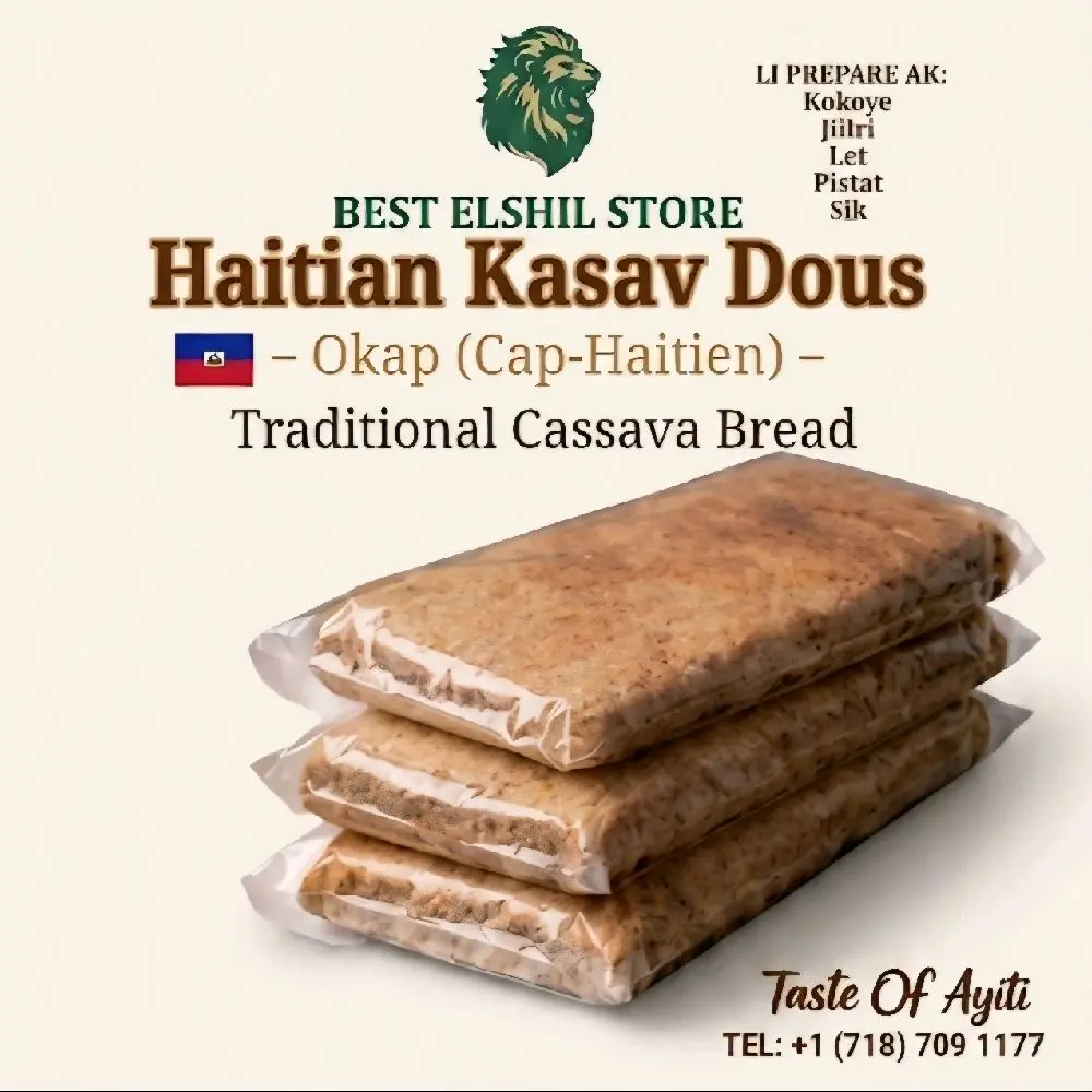 Best Elshil Store Haitian Kasav Dous Traditional Cassava Bread with Sugar Okap Cap-Haitien snack  ( 3 pack )