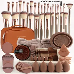 Professional Makeup Brush Set, Face Makeup Tools Kit, Portable Travel Makeup Brushes & Cleaning Tool Bag, Ultra Soft Concealer Sponge