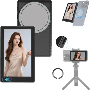 Adjustable Focal Length Magnetic Phone Vlog Selfie Monitor Screen, 1080P Wireless Recording, Using Phone Rear Camera for Selfie Vlog Live Stream TikTok, Compatible with iPhone (Supports 4K 30fps Wired Recording)