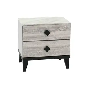 Smithson Cream Nightstand with 2 Drawers, Modern Bedside Table for Bedroom Storage, Elegant Cream Finish End Table for Living Room or Guest Room, Compact Organizer for Small Spaces