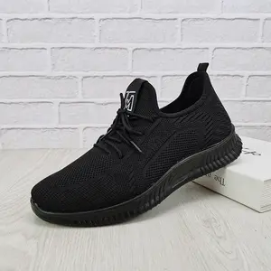 Spring and summer fabric shoes with fly-knit mesh surface, men's casual sports shoes, dad's walking shoes with polyurethane sole