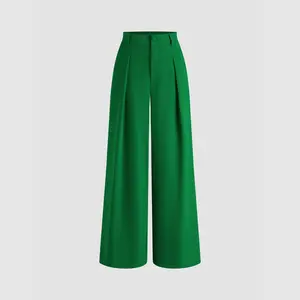 Cider Women's High Waist Solid Zipper Wide Leg Pants - 2 Colors, 0-10 Size, Everyday Bottom Statement Piece