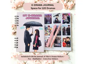 K-Drama Journal for 120 Dramas | Korean Drama Review Notebook + Stickers, Pen, Highlighter