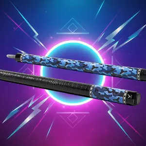 EVO CAMO Navy Pool Cue with Microfiber Leather Wrap — Glassfiber Precision Shaft, Carbon+Glassfiber Butt, TIME 3 Tip, Hybrid Pro Taper, 3/8-10 Stainless Joint, 29" Lengths, 12.5mm Tip, 19-19.5oz, Weight Adjust System