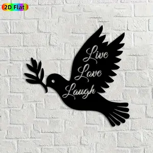 1pc Dove Metal Wall Art, Inspirational Dove Statue Mural, Ideal Gift for New Year, Easter, Home Decor Enthusiasts, Rust-Resistant Metal Wall Decor Wall Sculptures, Perfect for Living Room Wall & Garden Fence, Unique "Live Love Laugh" Themed Decor