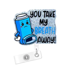 Cartoon & Funny Letter Design Holder, Id Badge Holder, Retractable Badge Reel, Belt Clip Retractable Name Badge Holder for Nurse Doctor Student Worker Volunteer