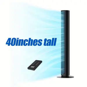 Tower Fan for Home, 80° Oscillating Silent Bladeless Floor Fan with Remote, 4 Speeds, 40in Multiple Modes, 7-Hour Timer, LED Display Screen, Vertical Fan for Home, Living Room, Office, Black