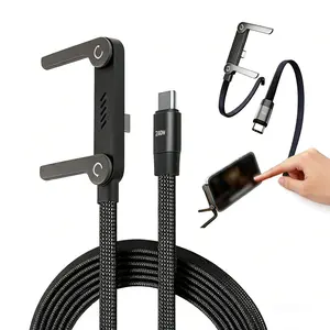 2026 NEW Type-C Charging Port Invisible Holder 240W Super Fast Charging 2-in-1 Cord & Phone Stand for Gaming Office Car Travel Compatible with iPhone Samsung Type-C