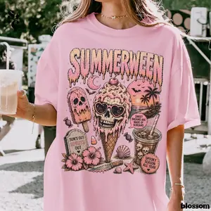 Summerween Shirt, Pastel Goth Halloween Tee, Spooky Summer Graphic Tee
