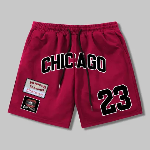 Men's Fashion Casual Cool Breathable Gym Athletic Cut Shorts, Fitted Long Regular Fit, Elastic Waist, Street Style H Type Graphic Pants, Athletic Wear Shorts