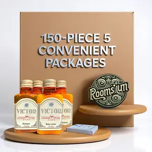 Roomsium Victor 150-Piece Toiletries Set | Bulk Travel Size Guest Amenities Boxes Flower