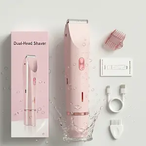 Women's 2-in-1 Dual Head Plastic Shaver & Precision Trimmer - Portable Rechargeable Waterproof Electric Body Hair Remover, Shaver for Women for Sensitive Areas, Travel Beauty Tool for Smooth Skin & Ingrown Hair Prevention