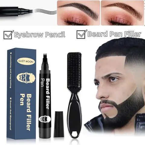 Beard Pen Filler – Waterproof, Sweatproof & Long-Lasting – Natural Finish for Beard & Scalp – Covers Patches Instantly!