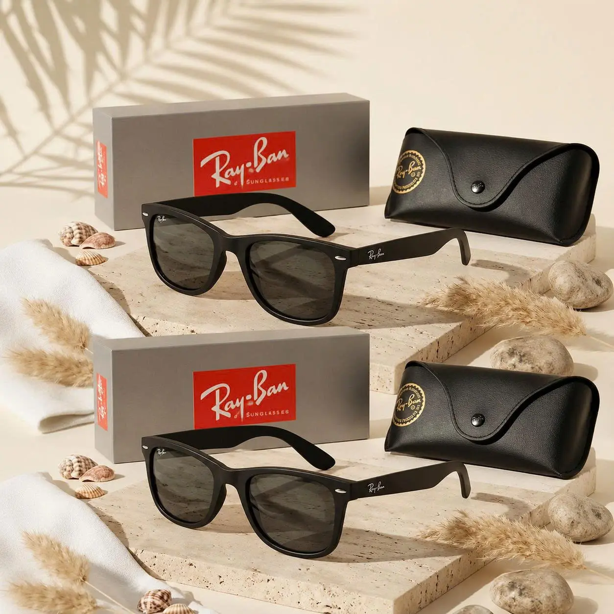 Ray-Ban Wayfarer Classic Polarized Sunglasses Black Square Frame UV400 Outdoor Driving Shades