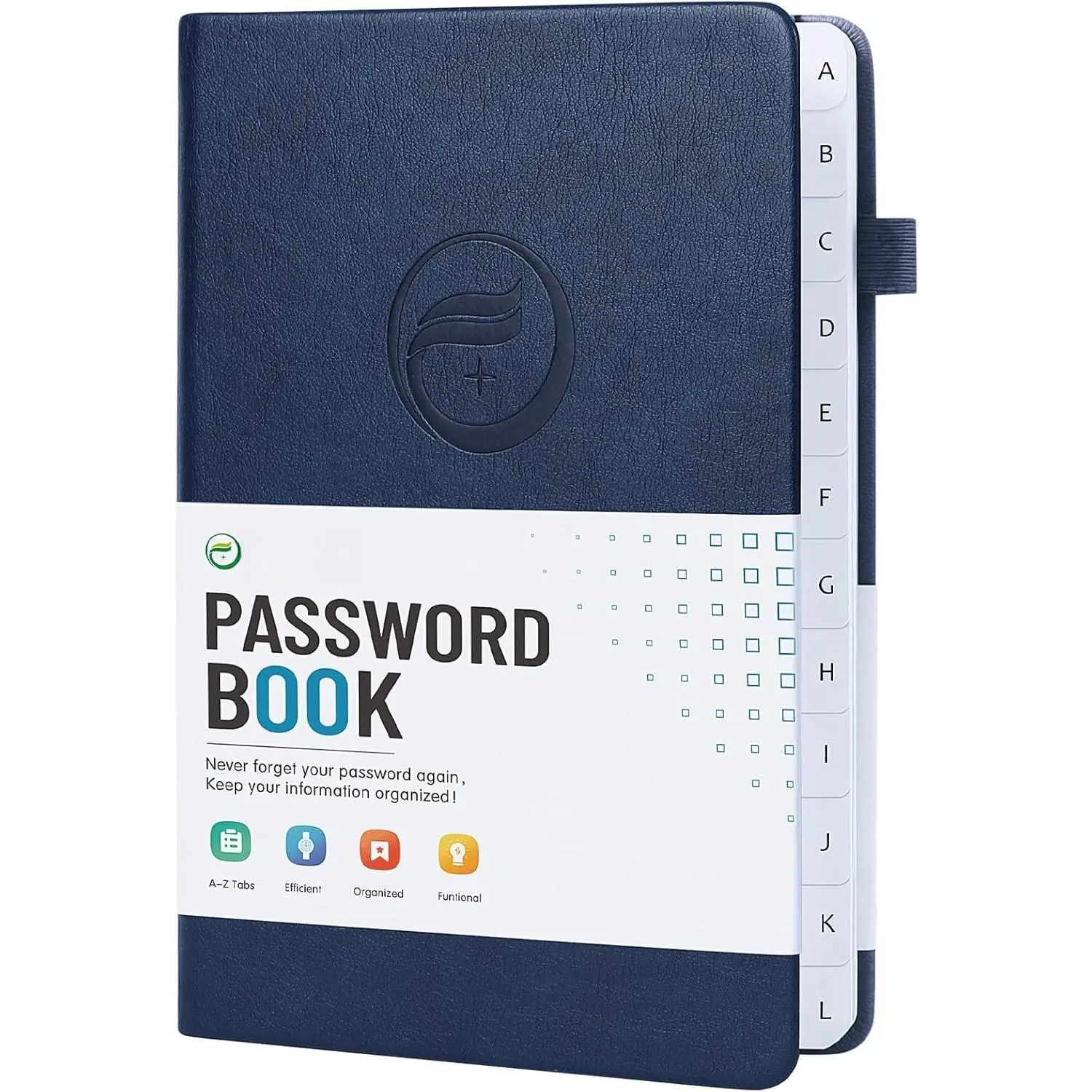 Password Book with Alphabetical Tabs, Hardcover Password Keeper, Password Notebook Organizer for Computer and Internet Address Website Login, Gifts for  and Office, 5.3''x 7.7''- Navy Blue