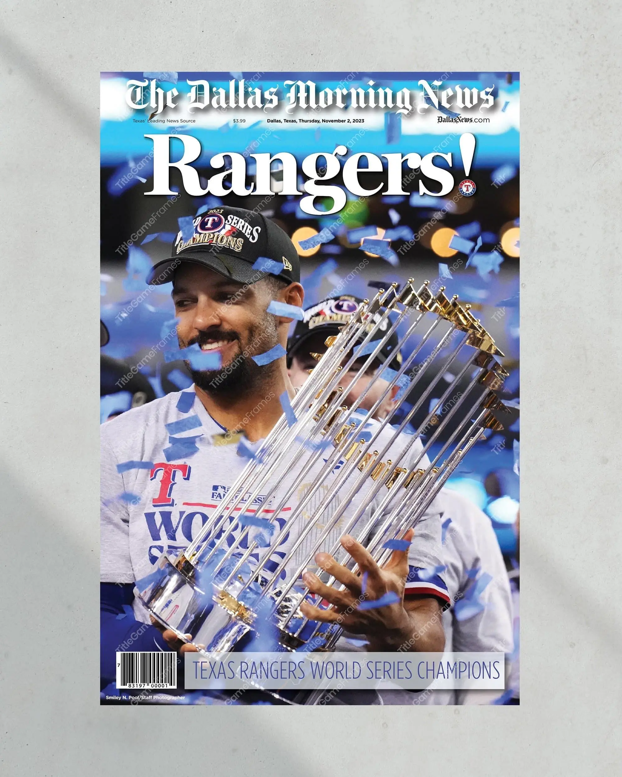 2023 Texas Rangers World Series Champions 'RANGERS' - Front Page Poster( Unframed - Print Only )