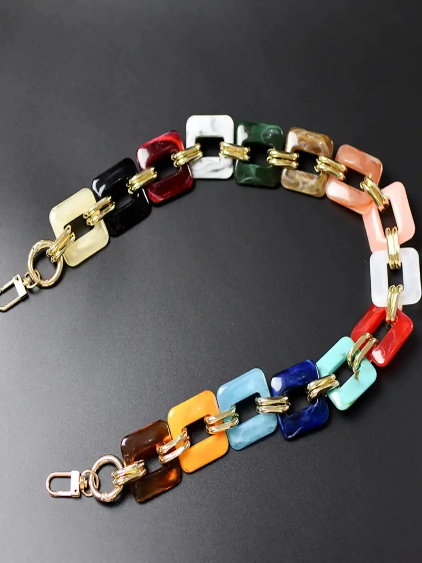 Multi-functional mobile phone shell chain, Bag chain, Bag DIY portable chain, acrylic multi-shape mixed gold, high-quality chain