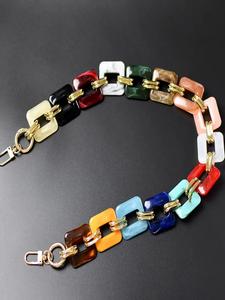 durable colorful geometric design bag strap, purse accessories, adjustable bag strap, lightweight straps,  boho style chain design acrylic multi-shape bag accessories for diy decor for women & girls