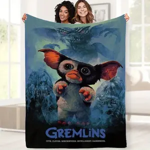 Retro cartoon Gremlins printed flannel blanket, soft, comfortable and durable, perfect for home furnishings in the office, living room or camping trip